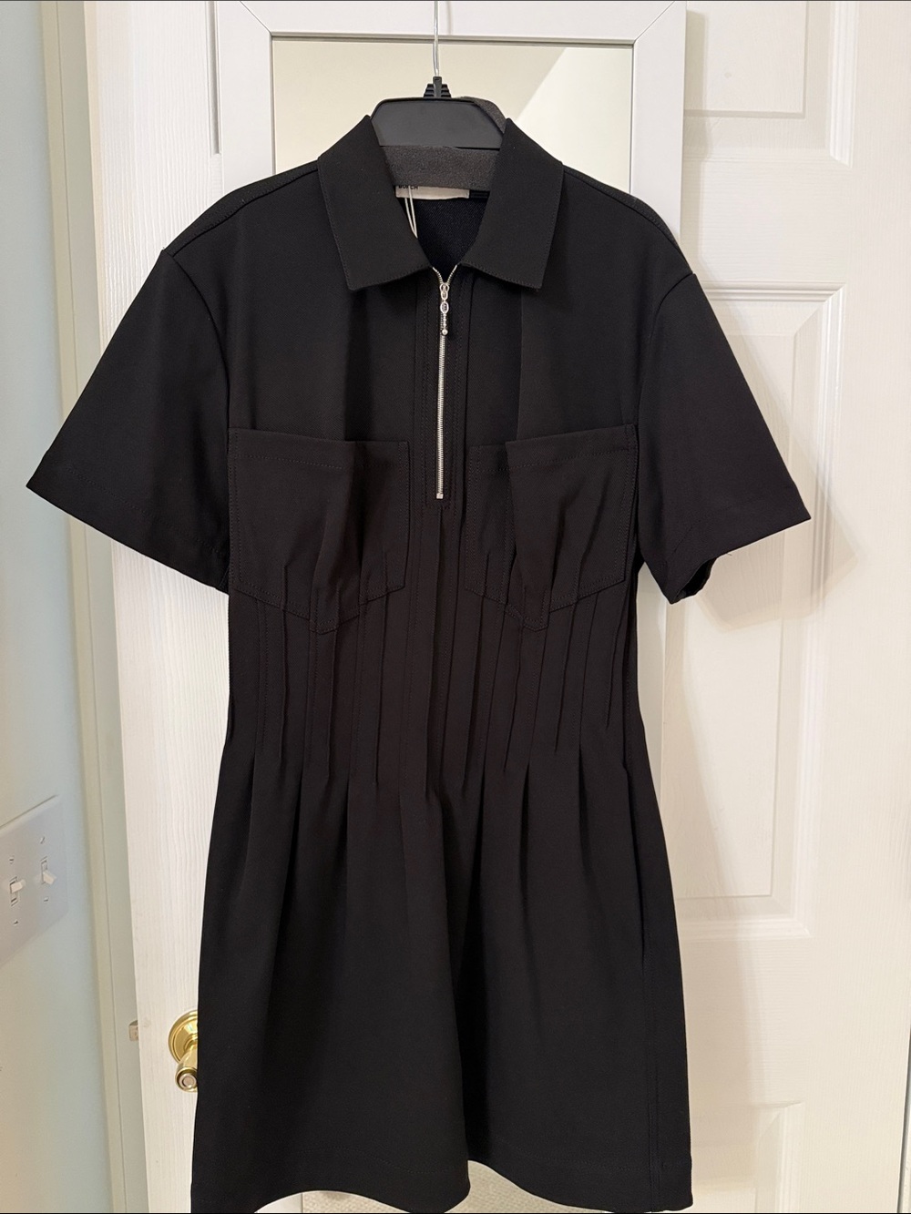 Tory Burch Black Short-Sleeve Zip-Front Mini Dress